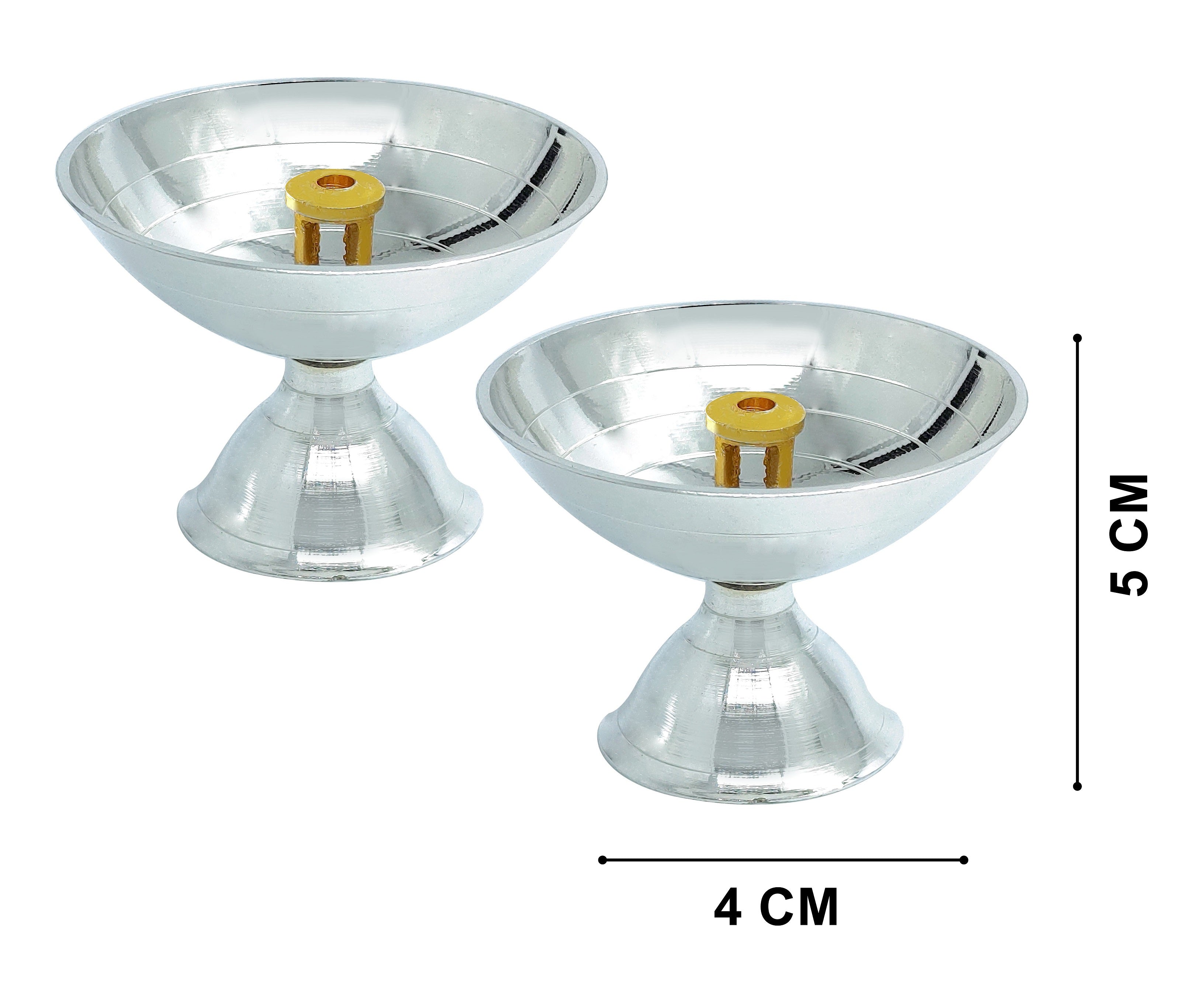 BENGALEN Silver Plated Small Pyali Diya Set of 2 with Red Velvet Gift Box