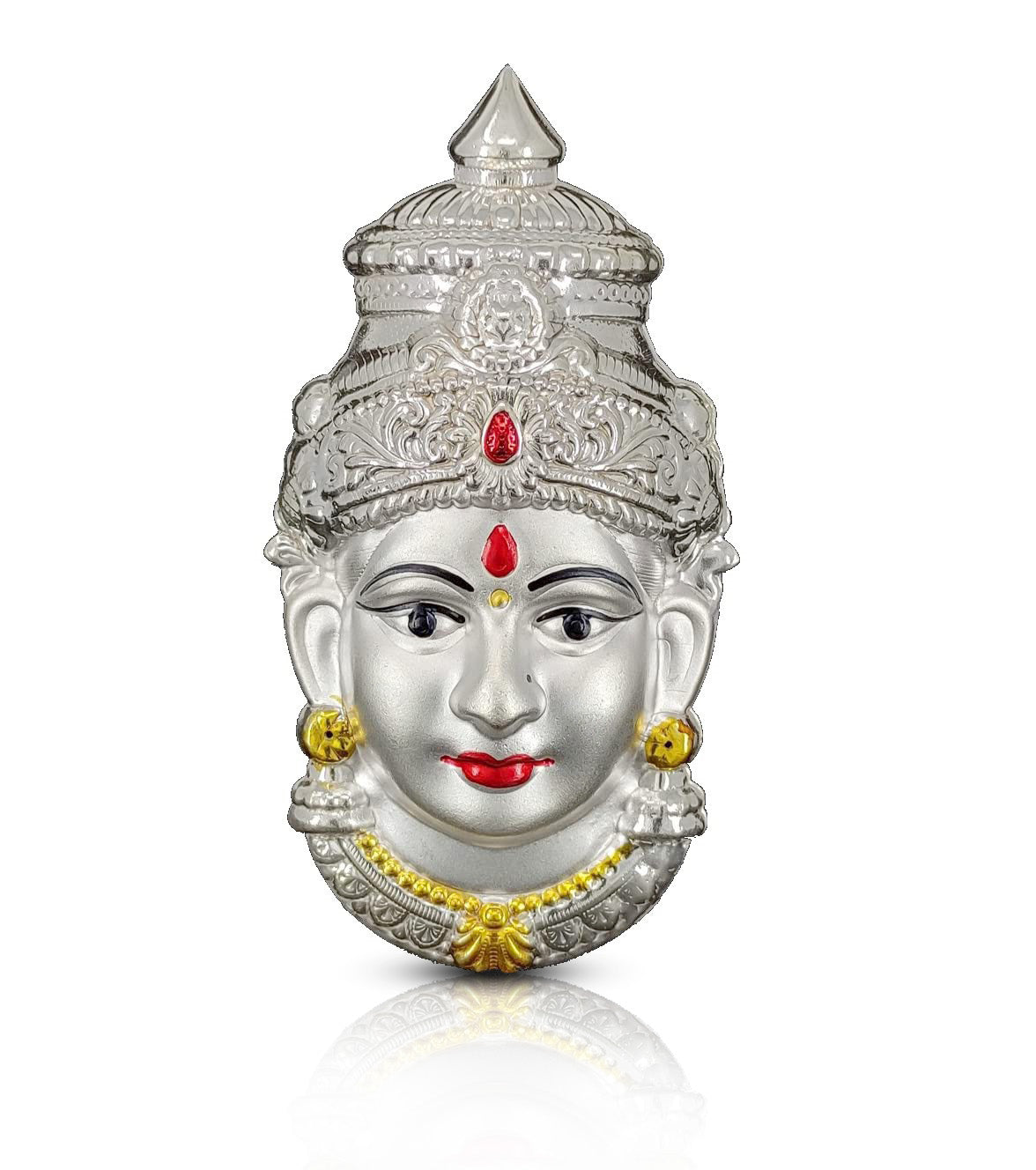 Bengalen Silver Plated Laxmi Mukhota Varalakshmi Idol Statue for Daily Pooja Occasion Puja Gift Items for Temple, Home, Office and Festive Season