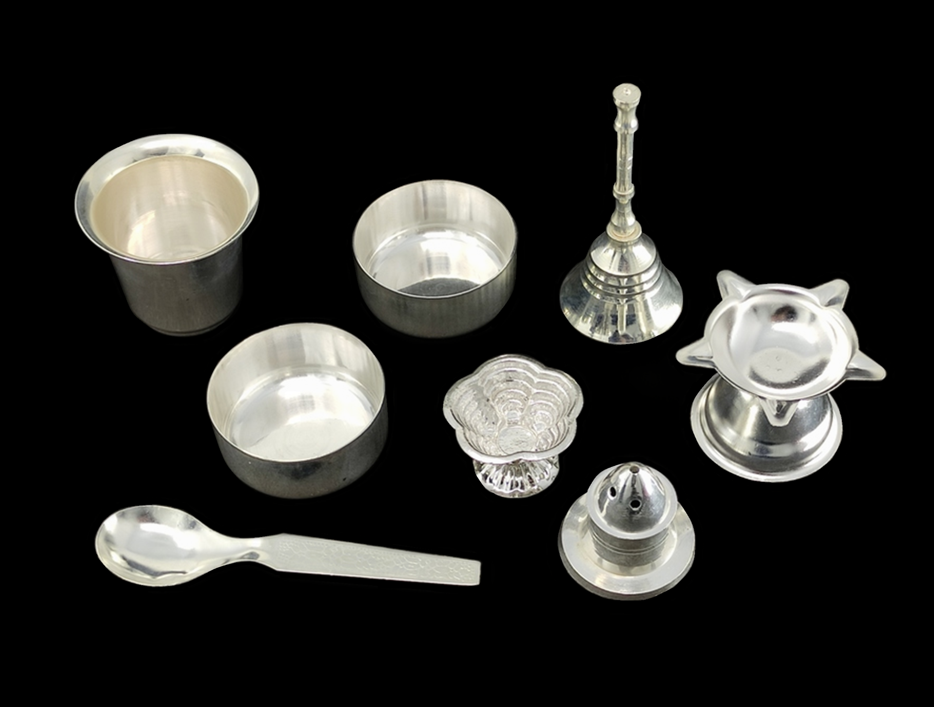 Bengalen Silver Plated Pooja Thali Set 6 Inch Standard Puja Decorative Items for Home Mandir Office Wedding Return Gift