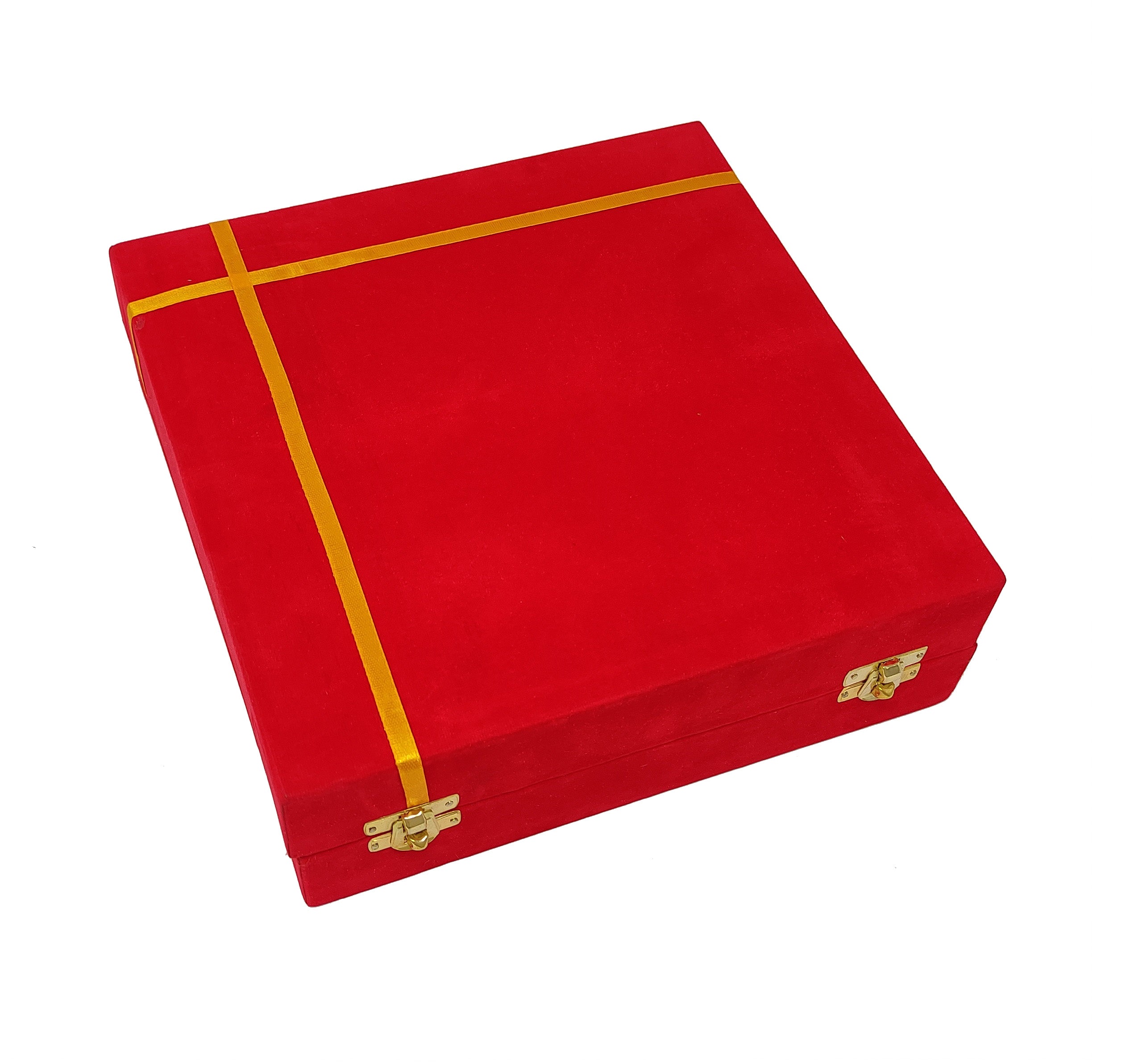 BENGALEN Pooja Thali Set Silver Plated with Red Gift Box Designed 8 Inch Puja Plate Kalash Bowl Ghanti Spoon Dhup Dan Diya for Home Office Diwali Wedding Return Gift Items