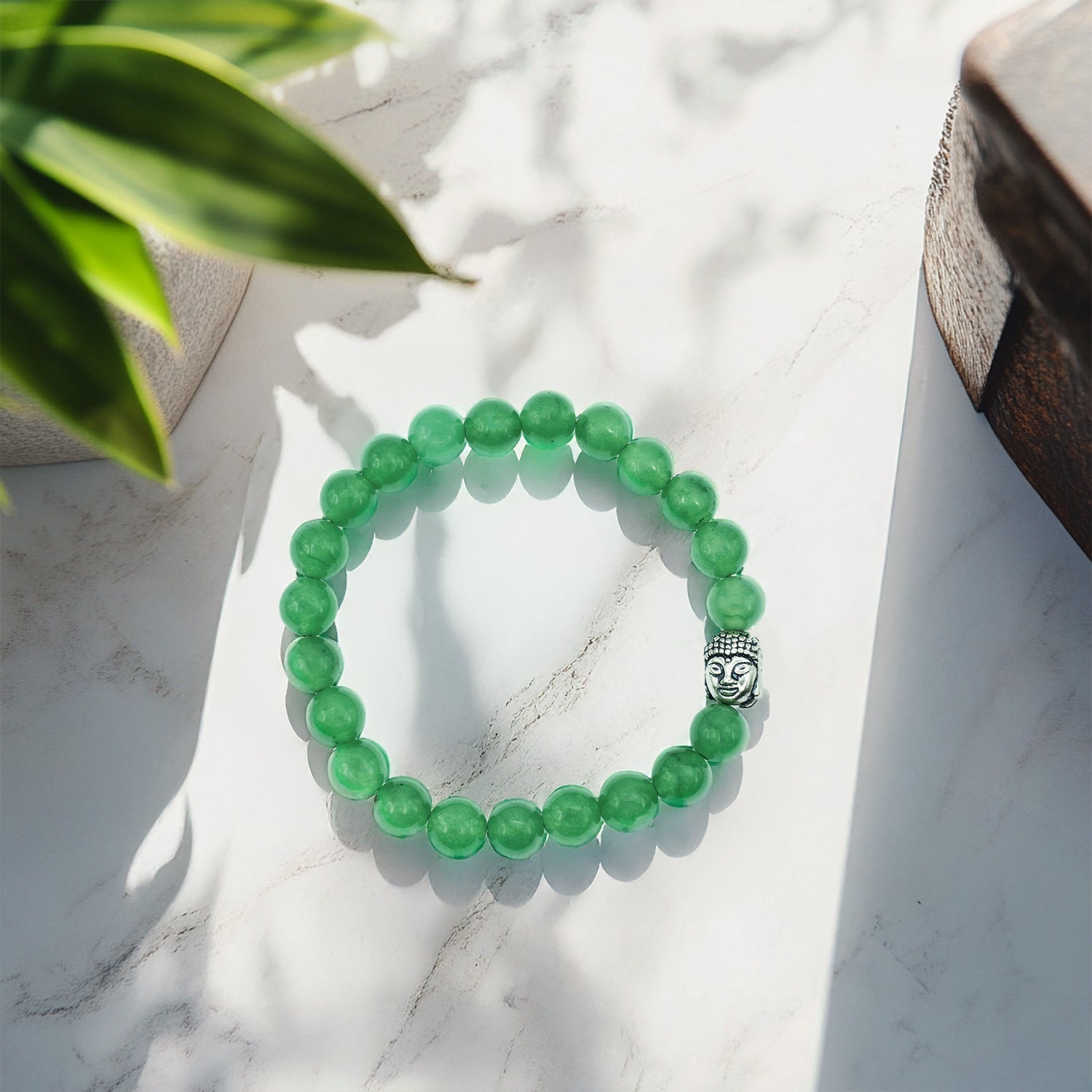 Green Jade Bracelet with Buddha