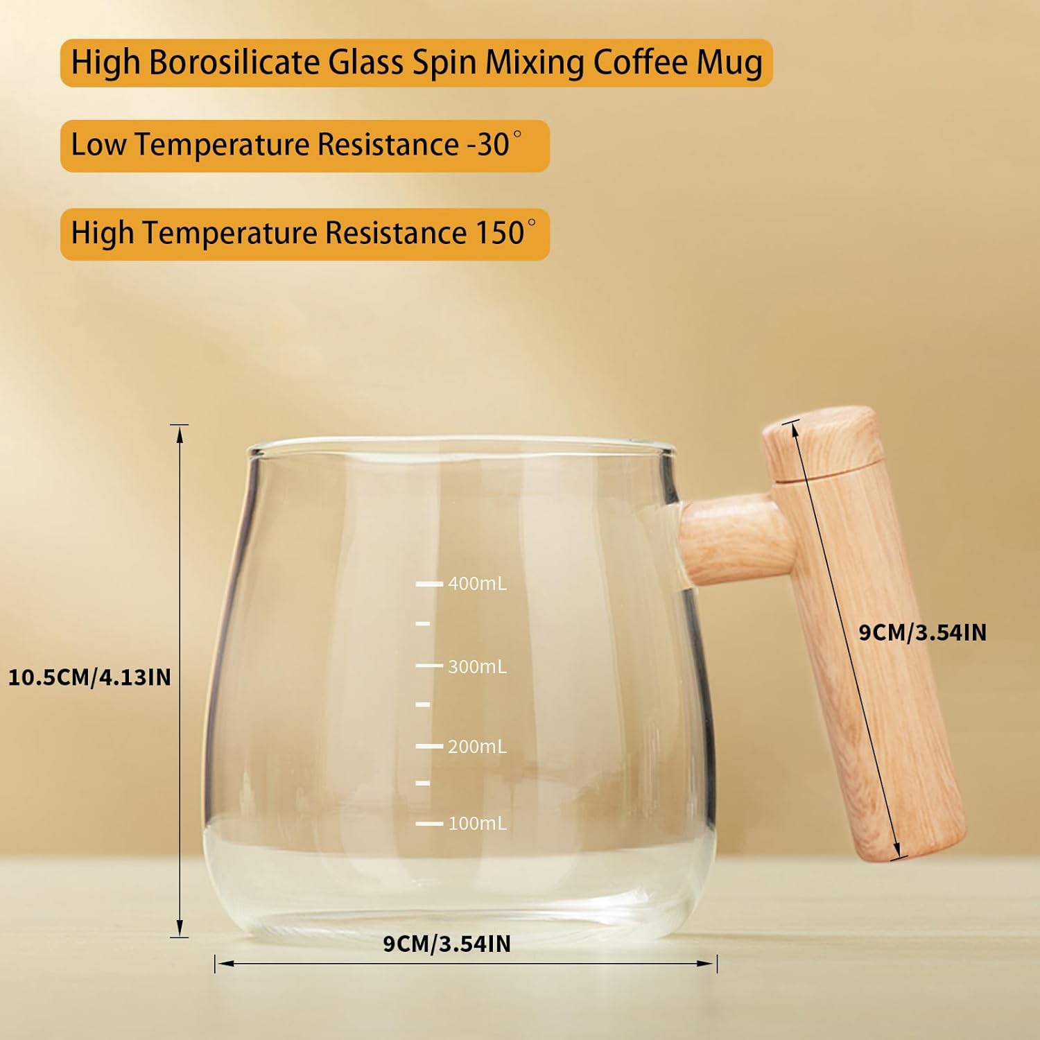 Self Stirring Mug, Electric Mixing Cup With High borosilicate Glass 400 ML