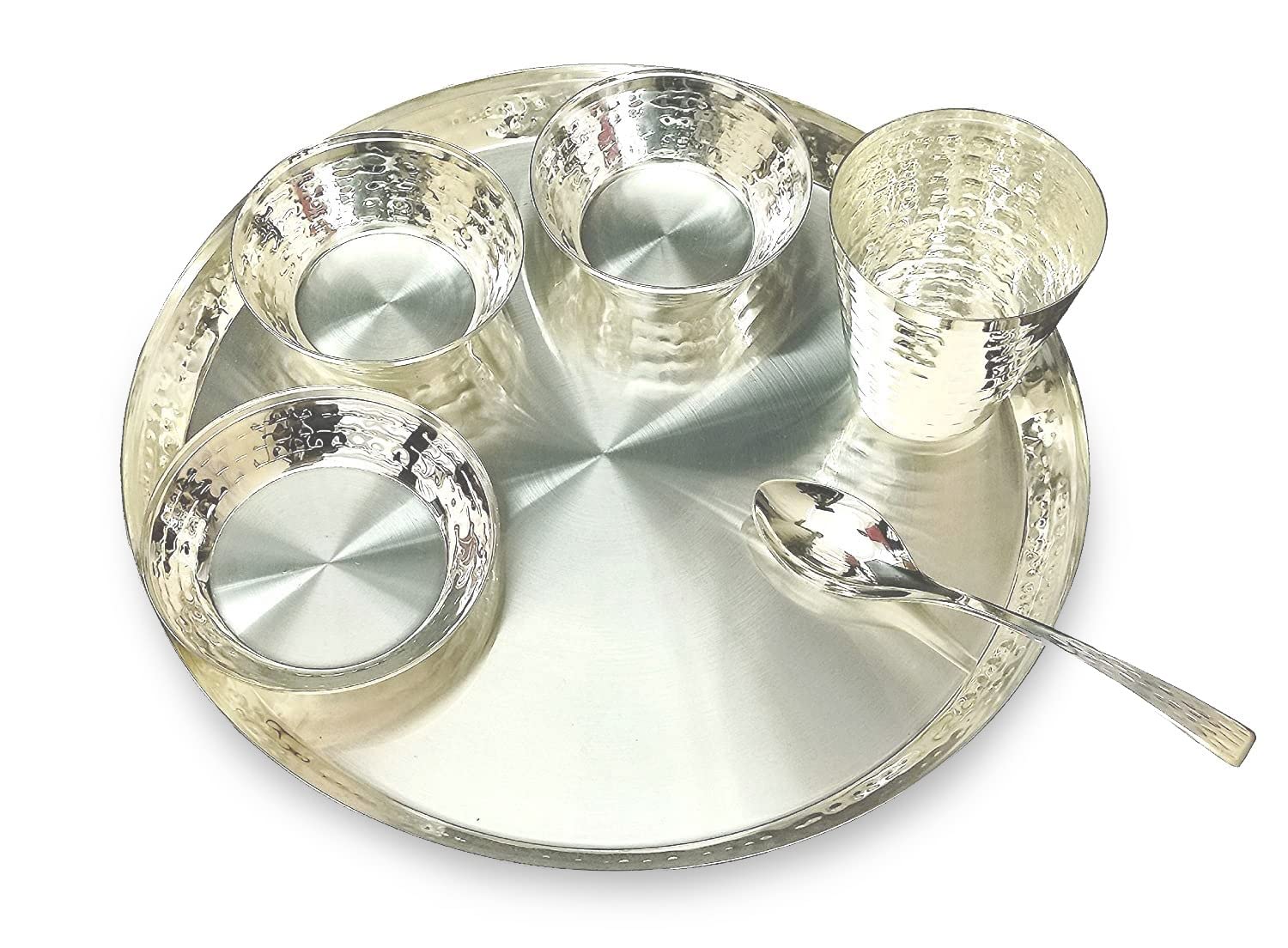 Bengalen Silver Plated Dinner Set 12 Inch for Gift Rice Ceremony Annaprashan Sanskar Birthday for Boys Girls Home Decorative Festive Items