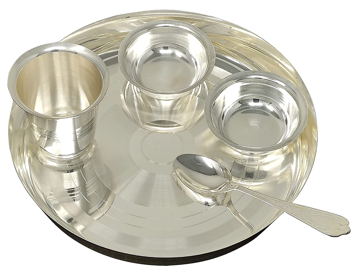 Bengalen Baby Dinner Set 8 Inch Silver Plated for Annaprashan Sanskar Rice Ceremony Gift for Girls Boys Kids Festive Birthday Return Home Decorative Gifts Items