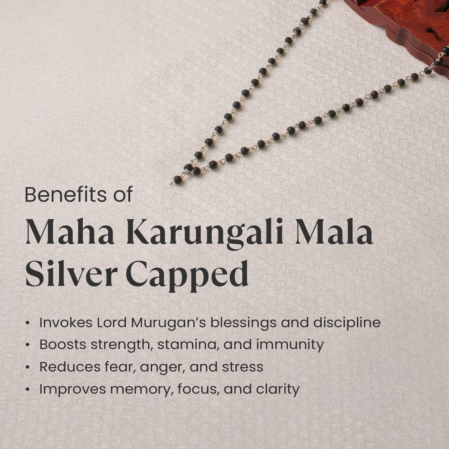 Karungali Malai Silver Capped  6mm – 54+1 Beads (Original Ebony Wood)