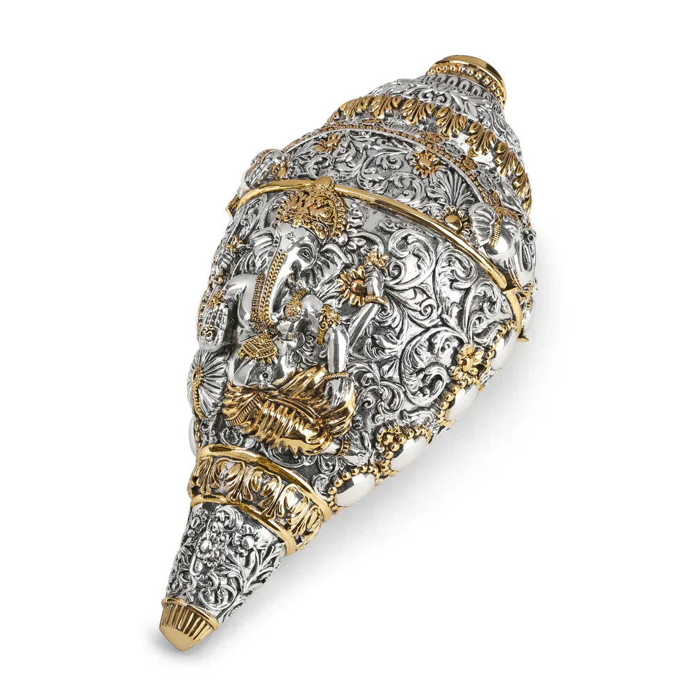 Divine Ganesh Shankh 999 Silver Plated & 24k Gold Plated..👌