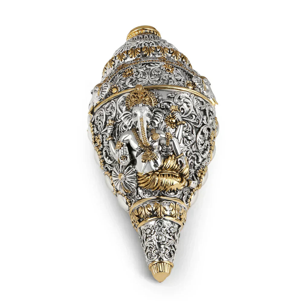 Divine Ganesh Shankh 999 Silver Plated & 24k Gold Plated..👌